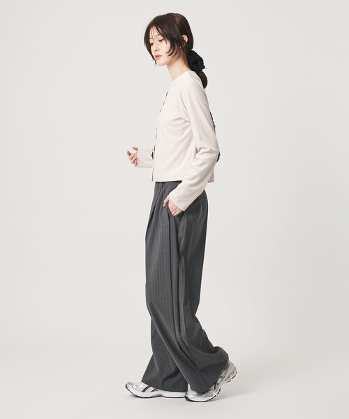 BEAUTY&YOUTH UNITED ARROWS(ビューティーアンドユースユナイテッドアローズ)の「毛ポリエステルブレンド トロピカル サイドタック ワイドパンツ(スラックス・レディース・ブラック/その他1/モカ・M/XS/S)」の6枚目の写真