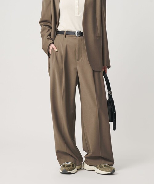 BEAUTY&YOUTH UNITED ARROWS(ビューティーアンドユースユナイテッドアローズ)の「毛ポリエステルブレンド トロピカル サイドタック ワイドパンツ(スラックス・レディース・ブラック/その他1/モカ・M/XS/S)」の7枚目の写真
