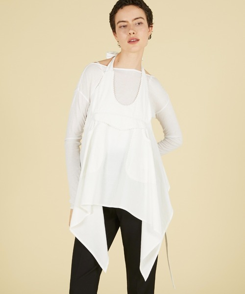 crinkle crinkle crinkle（クリンクルクリンクルクリンクル）の「【 crinkle crinkle crinkle 】 apron gilet blouse / エプロンジレブラウス（シャツ/ブラウス・レディース・ブラック/ホワイト・FREE）」の3枚目の写真