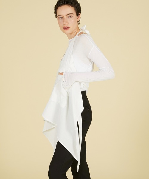 crinkle crinkle crinkle（クリンクルクリンクルクリンクル）の「【 crinkle crinkle crinkle 】 apron gilet blouse / エプロンジレブラウス（シャツ/ブラウス・レディース・ブラック/ホワイト・FREE）」の6枚目の写真