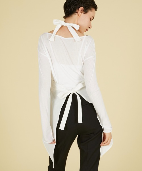 crinkle crinkle crinkle（クリンクルクリンクルクリンクル）の「【 crinkle crinkle crinkle 】 apron gilet blouse / エプロンジレブラウス（シャツ/ブラウス・レディース・ブラック/ホワイト・FREE）」の8枚目の写真