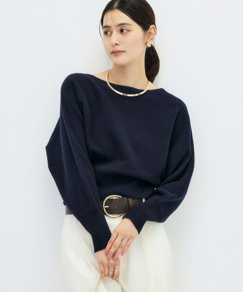 NOLLEY’S Sophi(ノーリーズソフィ)の「【BECシリーズ】カシミヤ混紡毛ショート丈プルオーバー(ニット/セーター・レディース・ダークブラウン/オフホワイト/ベビーピンク/ダークネイビー・38)」の8枚目の写真
