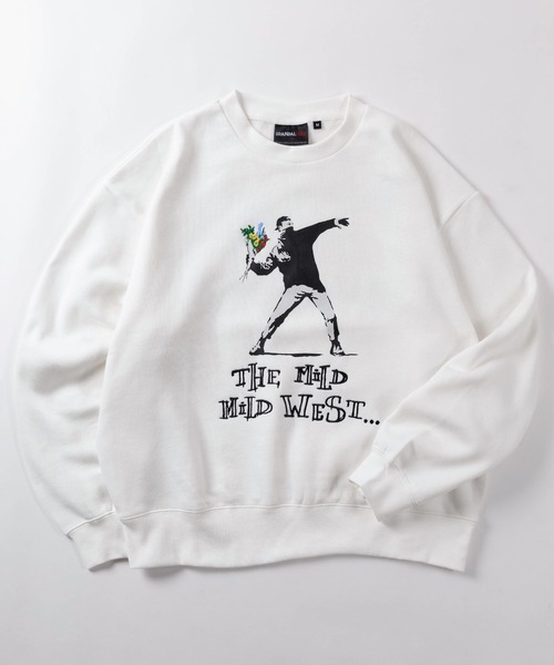 BRANDALISED(ブランダライズド)の「【70】【BRANDALISED/ブランダライズド】バンクシー アートグラフィックヘビーウェイト スウェット/トレーナー/クルーネック/オーバーサイズ/裏起毛/ユニセックス/レディース/メンズ(スウェット・メンズ・ホワイト/レッド/グレー/ブラック/ホワイト系/グレー系/ブラック系/グリーン・L/XL/M)」の3枚目の写真