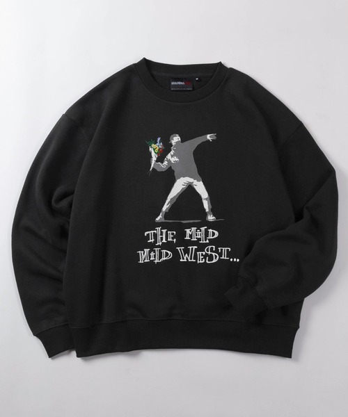 BRANDALISED(ブランダライズド)の「【70】【BRANDALISED/ブランダライズド】バンクシー アートグラフィックヘビーウェイト スウェット/トレーナー/クルーネック/オーバーサイズ/裏起毛/ユニセックス/レディース/メンズ(スウェット・メンズ・ホワイト/レッド/グレー/ブラック/ホワイト系/グレー系/ブラック系/グリーン・L/XL/M)」の5枚目の写真