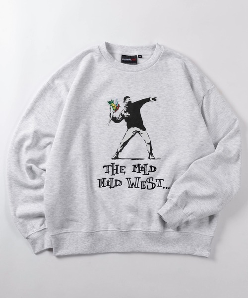 BRANDALISED(ブランダライズド)の「【70】【BRANDALISED/ブランダライズド】バンクシー アートグラフィックヘビーウェイト スウェット/トレーナー/クルーネック/オーバーサイズ/裏起毛/ユニセックス/レディース/メンズ(スウェット・メンズ・ホワイト/レッド/グレー/ブラック/ホワイト系/グレー系/ブラック系/グリーン・L/XL/M)」の7枚目の写真
