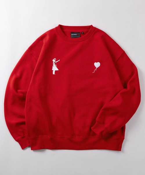 BRANDALISED(ブランダライズド)の「【70】【BRANDALISED/ブランダライズド】バンクシー アートグラフィックヘビーウェイト スウェット/トレーナー/クルーネック/オーバーサイズ/裏起毛/ユニセックス/レディース/メンズ(スウェット・メンズ・ホワイト/レッド/グレー/ブラック/ホワイト系/グレー系/ブラック系/グリーン・L/XL/M)」の1枚目の写真