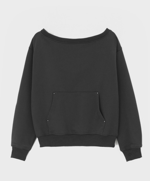 BLACKUP（ブラックアップ）の「[MADE] スパネルリベットオフショルダースウェット（スウェット・レディース・ダークブラウン/チャコール・FREE）」の7枚目の写真
