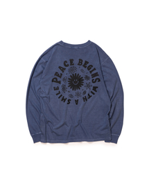 ピースサークル PIGMENT 長袖Tシャツ (ウォッシュドブルー)