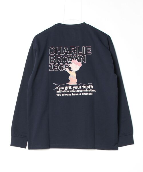 PEANUTS(ピーナッツ)の「ピーナッツ PEANUTS アイヒート 長袖Tシャツ(Tシャツ/カットソー・メンズ・ネイビー/ホワイト・S/M/L/LL/3L)」の3枚目の写真