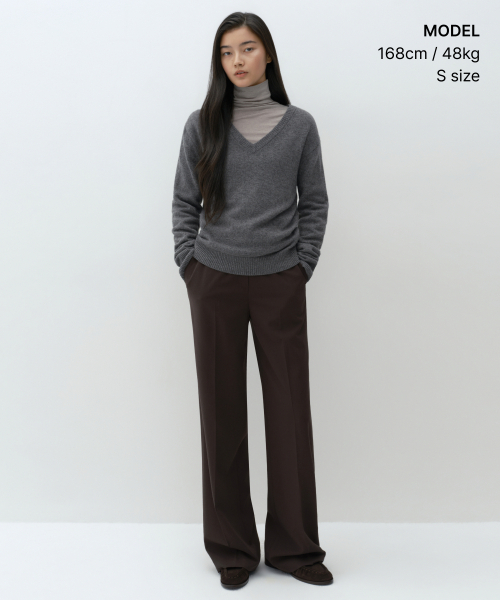 MUSINSA STANDARD WOMAN（ムシンサスタンダードウーマン）の「[ビクトリアウール] レディース Vネックニット [ヘザーグレー]（ニット/セーター・レディース・その他・SMALL/MEDIUM/LARGE/X-SMALL）」の2枚目の写真
