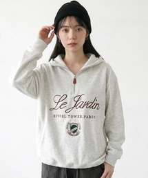 刺繍ロゴハーフジップパーカー