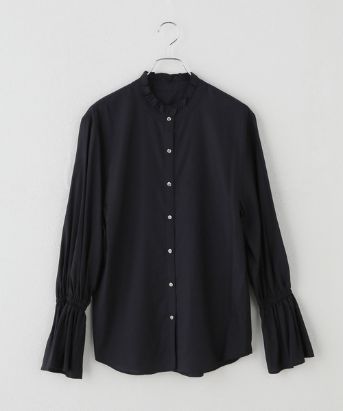 Spick & Span(スピックアンドスパン)の「ベルスリーブフリルカラーブラウス(シャツ/ブラウス・レディース・ネイビー/ホワイト系その他・FREE)」の2枚目の写真