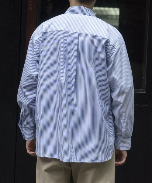 DOUBLE STEAL(ダブルスティール)の「DSチャイナボタンストライプシャツ(シャツ/ブラウス・メンズ・ブルー・X-LARGE/LARGE/MEDIUM)」の3枚目の写真