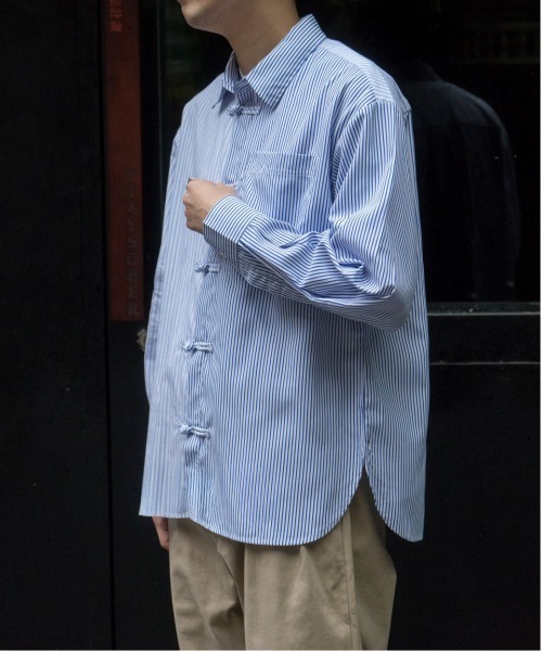 DOUBLE STEAL(ダブルスティール)の「DSチャイナボタンストライプシャツ(シャツ/ブラウス・メンズ・ブルー・X-LARGE/LARGE/MEDIUM)」の2枚目の写真
