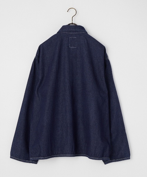 DANTON（ダントン）の「【WEB限定】[DANTON/ダントン] コットンデニム カバーオールシャツジャケット（カバーオール・レディース・ブラック/ブルー・40/42）」の3枚目の写真