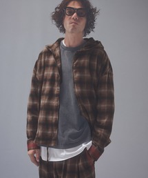 mpa4269-brushed shade ombrecheck zip pk ジップフードシャツ(AP2625006)