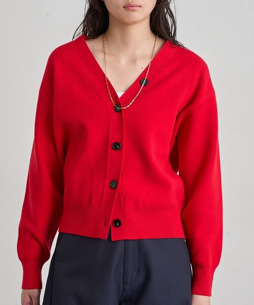 LOUNGEDRESS(ラウンジドレス)の「《セットアップ可》スウェットライクショートカーデ(ニット/セーター・レディース・グレー/ライトベージュ/レッド/ブラック・FREE)」の4枚目の写真