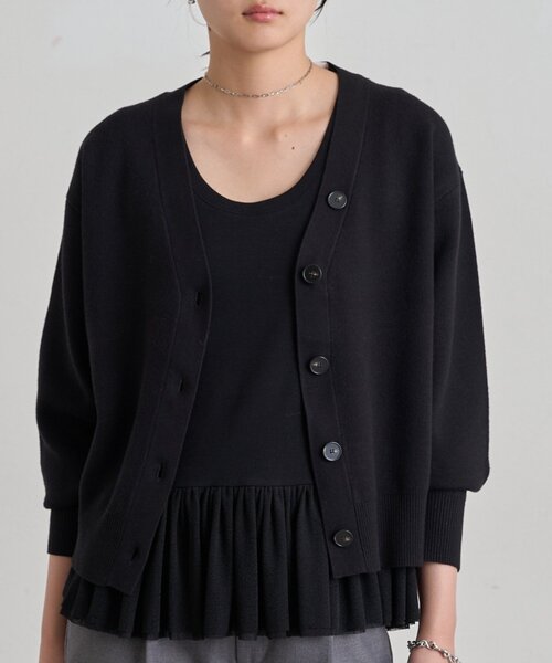 LOUNGEDRESS(ラウンジドレス)の「《セットアップ可》スウェットライクショートカーデ(ニット/セーター・レディース・グレー/ライトベージュ/レッド/ブラック・FREE)」の1枚目の写真