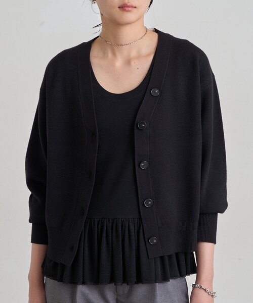LOUNGEDRESS(ラウンジドレス)の「《セットアップ可》スウェットライクショートカーデ(ニット/セーター・レディース・グレー/ライトベージュ/レッド/ブラック・FREE)」の6枚目の写真