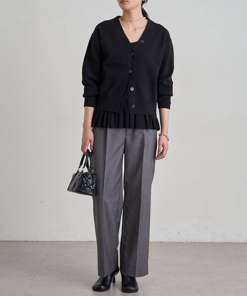 LOUNGEDRESS(ラウンジドレス)の「《セットアップ可》スウェットライクショートカーデ(ニット/セーター・レディース・グレー/ライトベージュ/レッド/ブラック・FREE)」の9枚目の写真