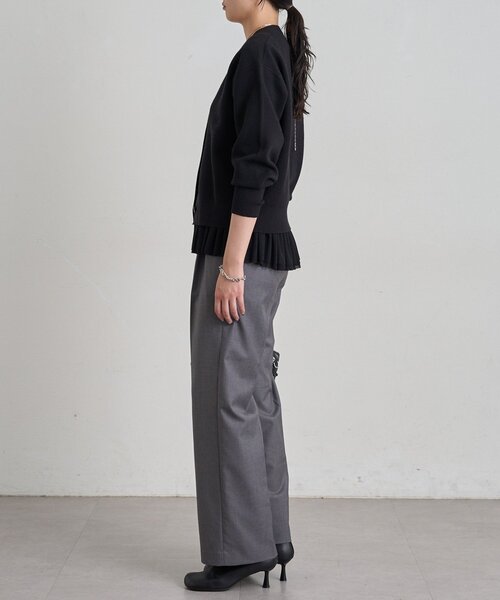 LOUNGEDRESS(ラウンジドレス)の「《セットアップ可》スウェットライクショートカーデ(ニット/セーター・レディース・グレー/ライトベージュ/レッド/ブラック・FREE)」の10枚目の写真