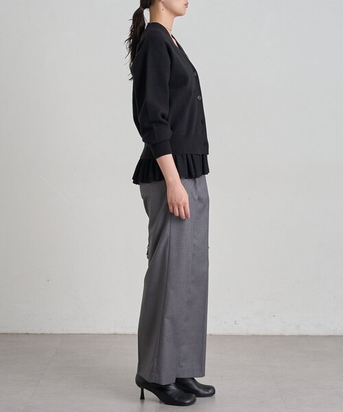 LOUNGEDRESS(ラウンジドレス)の「《セットアップ可》スウェットライクショートカーデ(ニット/セーター・レディース・グレー/ライトベージュ/レッド/ブラック・FREE)」の12枚目の写真