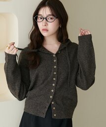 フード付きニット