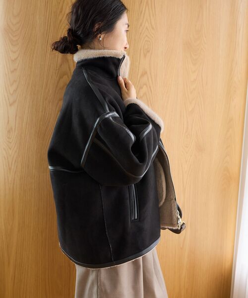 le.coeur blanc(ルクールブラン)の「フェイクムートンショートコート(ムートンコート・レディース・ブラウン/ブラック・38)」の18枚目の写真