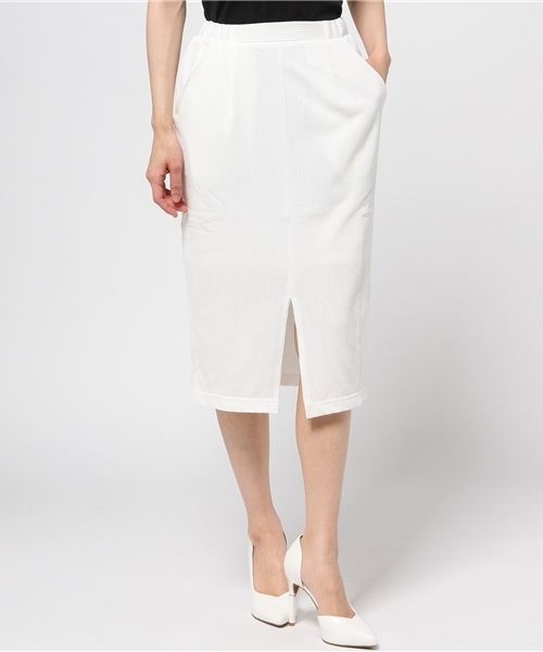 rienda（リエンダ）の「フロントスリットミディJ/WタイトSK（スカート・レディース・ホワイト/ブラック/ベージュ・SMALL/MEDIUM）」の12枚目の写真