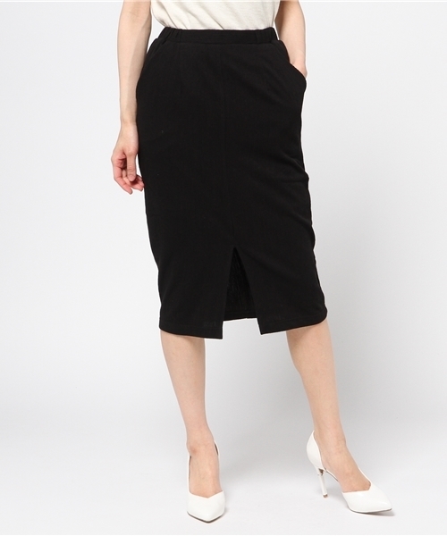 rienda（リエンダ）の「フロントスリットミディJ/WタイトSK（スカート・レディース・ホワイト/ブラック/ベージュ・SMALL/MEDIUM）」の13枚目の写真