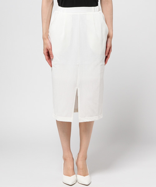 rienda（リエンダ）の「フロントスリットミディJ/WタイトSK（スカート・レディース・ホワイト/ブラック/ベージュ・SMALL/MEDIUM）」の4枚目の写真