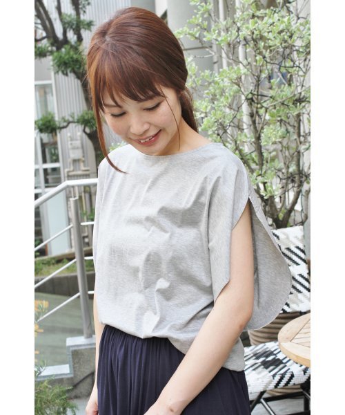FIGARO Paris（フィガロパリ）の「ガスヤキギザコットンドルマンプルオーバー◆（Tシャツ/カットソー・レディース・ブラック/ブラック系その他/チャコールグレー・FREE）」の3枚目の写真