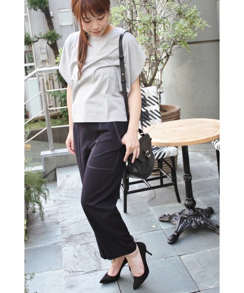 FIGARO Paris（フィガロパリ）の「ガスヤキギザコットンドルマンプルオーバー◆（Tシャツ/カットソー・レディース・ブラック/ブラック系その他/チャコールグレー・FREE）」の18枚目の写真