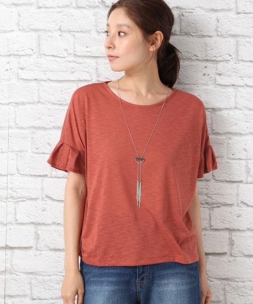 LEPSIM（レプシィム）の「ポリエステルレーヨンスラブソデタックプルオーバーSS　726896（Tシャツ/カットソー・レディース・ブラック/オフホワイト/ダークネイビー/レンガ・FREE）」の4枚目の写真