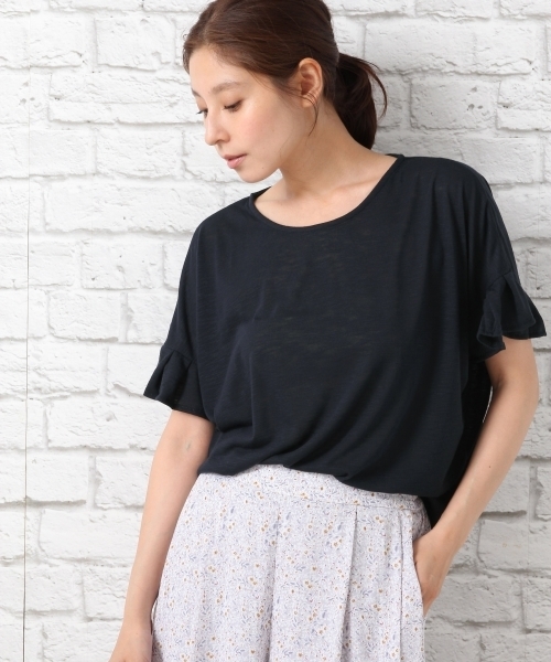 LEPSIM（レプシィム）の「ポリエステルレーヨンスラブソデタックプルオーバーSS　726896（Tシャツ/カットソー・レディース・ブラック/オフホワイト/ダークネイビー/レンガ・FREE）」の3枚目の写真