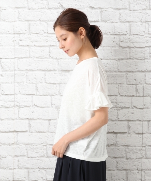 LEPSIM（レプシィム）の「ポリエステルレーヨンスラブソデタックプルオーバーSS　726896（Tシャツ/カットソー・レディース・ブラック/オフホワイト/ダークネイビー/レンガ・FREE）」の8枚目の写真