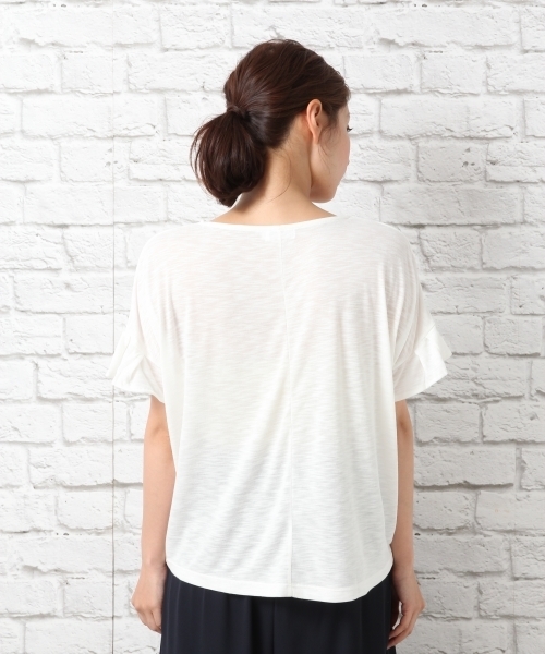 LEPSIM（レプシィム）の「ポリエステルレーヨンスラブソデタックプルオーバーSS　726896（Tシャツ/カットソー・レディース・ブラック/オフホワイト/ダークネイビー/レンガ・FREE）」の9枚目の写真