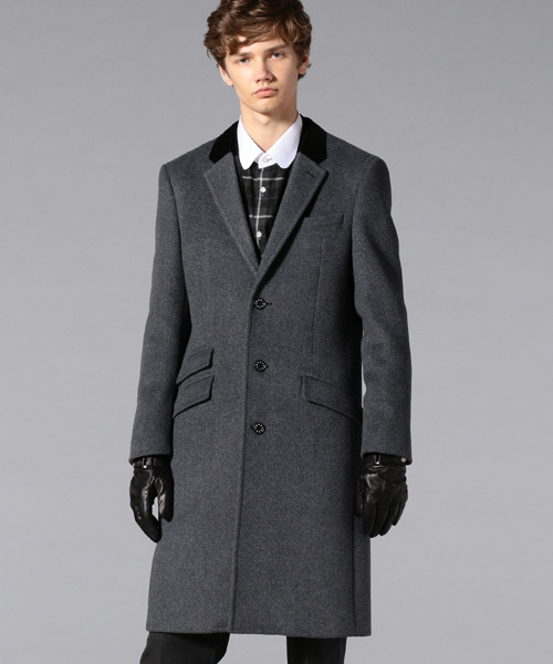 Loveless ラブレス の Loveless Mens グレーロングチェスターコート チェスターコート Wear