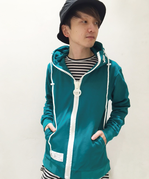 rovtski（ロフトスキー）の「裏毛メガジップパーカー/1K14060201（パーカー・メンズ・サックスブルー/グリーン/ワインレッド/ミント/ネイビー/ブラック/ダークグリーン/グリーン系その他/ピンク/杢グレー/ホワイト系その他/エメラルド/ガンメタ/レッド/イエロー・LARGE/MEDIUM/X-LARGE）」の6枚目の写真