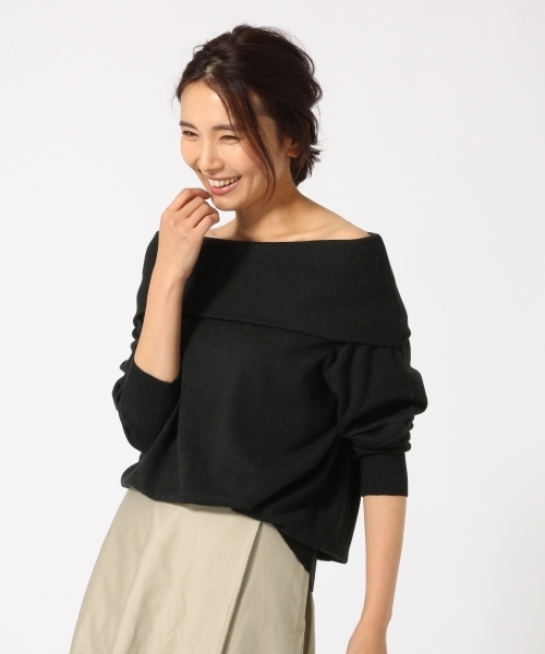 GLOBAL WORK（グローバルワーク）の「12ゲージ2WAYオフショルニット/737311（ニット/セーター・レディース・ワインレッド/ライトグレー/ダークグレー/カーキ・LARGE/MEDIUM）」の3枚目の写真