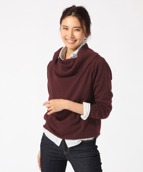 GLOBAL WORK（グローバルワーク）の「12ゲージ2WAYオフショルニット/737311（ニット/セーター・レディース・ワインレッド/ライトグレー/ダークグレー/カーキ・LARGE/MEDIUM）」の4枚目の写真