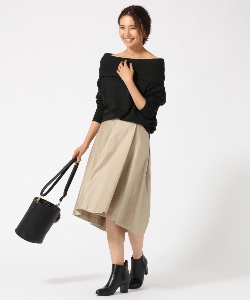 GLOBAL WORK（グローバルワーク）の「12ゲージ2WAYオフショルニット/737311（ニット/セーター・レディース・ワインレッド/ライトグレー/ダークグレー/カーキ・LARGE/MEDIUM）」の7枚目の写真