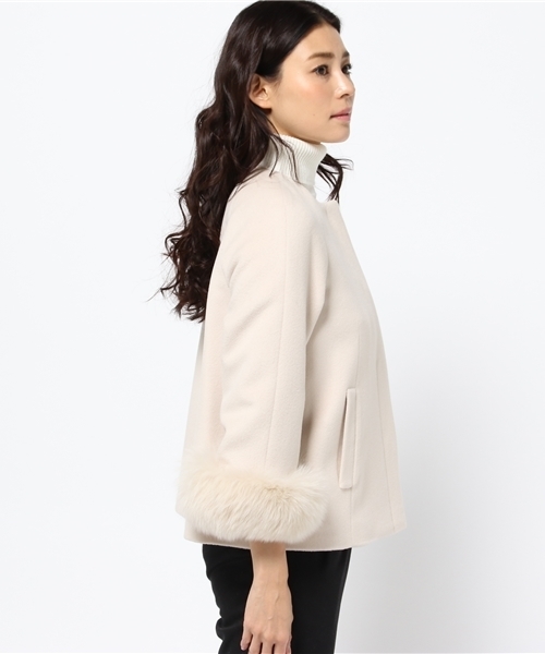 NOLLEY’S(ノーリーズ)の「【STORY2月号掲載】アンゴラビーバーショートコート(その他アウター・レディース・ベージュ/ブラック/ライトグレー・36/38)」の12枚目の写真