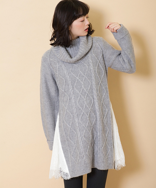 Olivedesolive オリーブデオリーブ の サイドレースニットワンピース ワンピース Wear