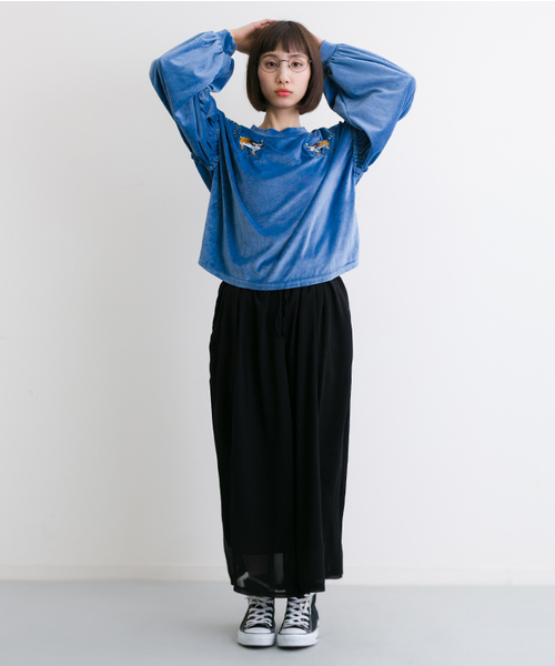 MERLOT（メルロー）の「シフォンワイドガウチョパンツ4300（その他パンツ・レディース・ブラック/ピンク/グレー/ブルー・FREE）」の17枚目の写真