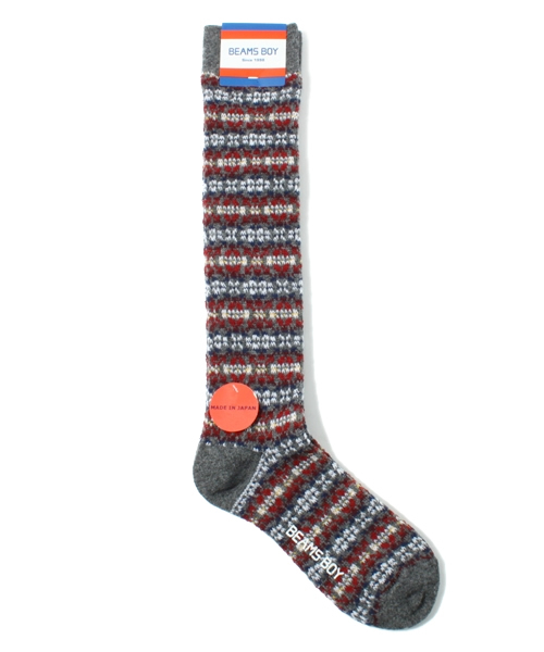 BEAMS BOY(ビームスボーイ)の「BEAMS BOY / フェアアイル ハイソックス(ソックス/靴下・レディース・グレー/ベージュ/ネイビー・ONE SIZE)」の2枚目の写真