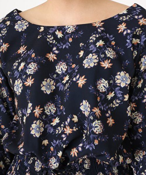 ENVYM(アンビー)の「RETRO FLOWER ギャザー BS(シャツ/ブラウス・レディース・ネイビー/キャメル・FREE)」の5枚目の写真