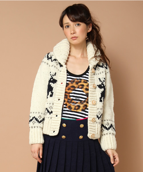 Khaju(カージュ)の「Khaju:ペルーハンドジャカードカーディガン □(カーディガン/ボレロ・レディース・オフホワイト/ブラウン・ONE SIZE)」の10枚目の写真