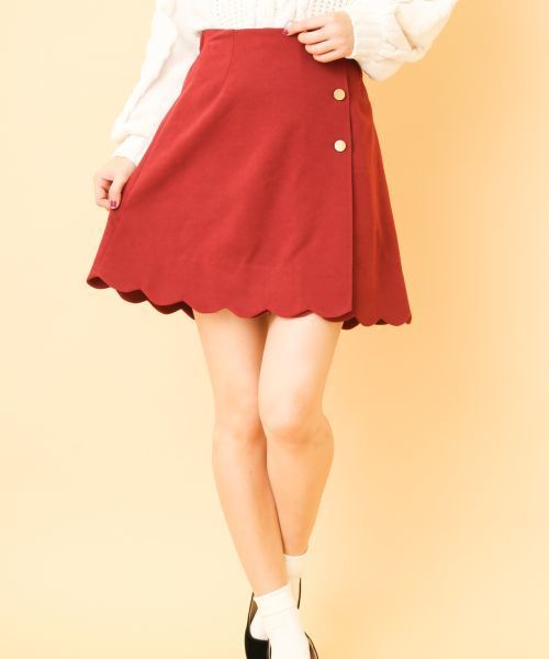 OLIVE des OLIVE（オリーブデオリーブ）の「ラップスカラップスカート◆（スカート・レディース・ブラック/ピンク/ボルドー/キャメル・FREE）」の4枚目の写真