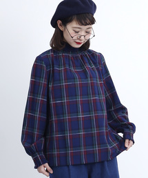 MERLOT | チェック柄コットンギャザーブラウス1170(シャツ/ブラウス)